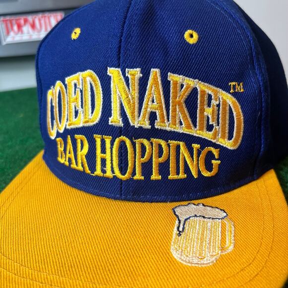 Vintage Coed Naked Bar Hopping Snapback Hat Adjustable Beer Last Call - Picture 3 of 9